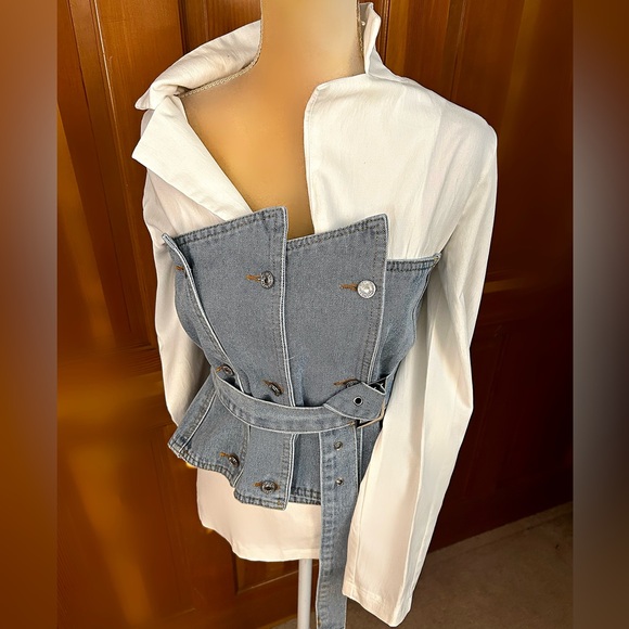 Double Breasted Patched Denim Corset. - Picture 4 of 15